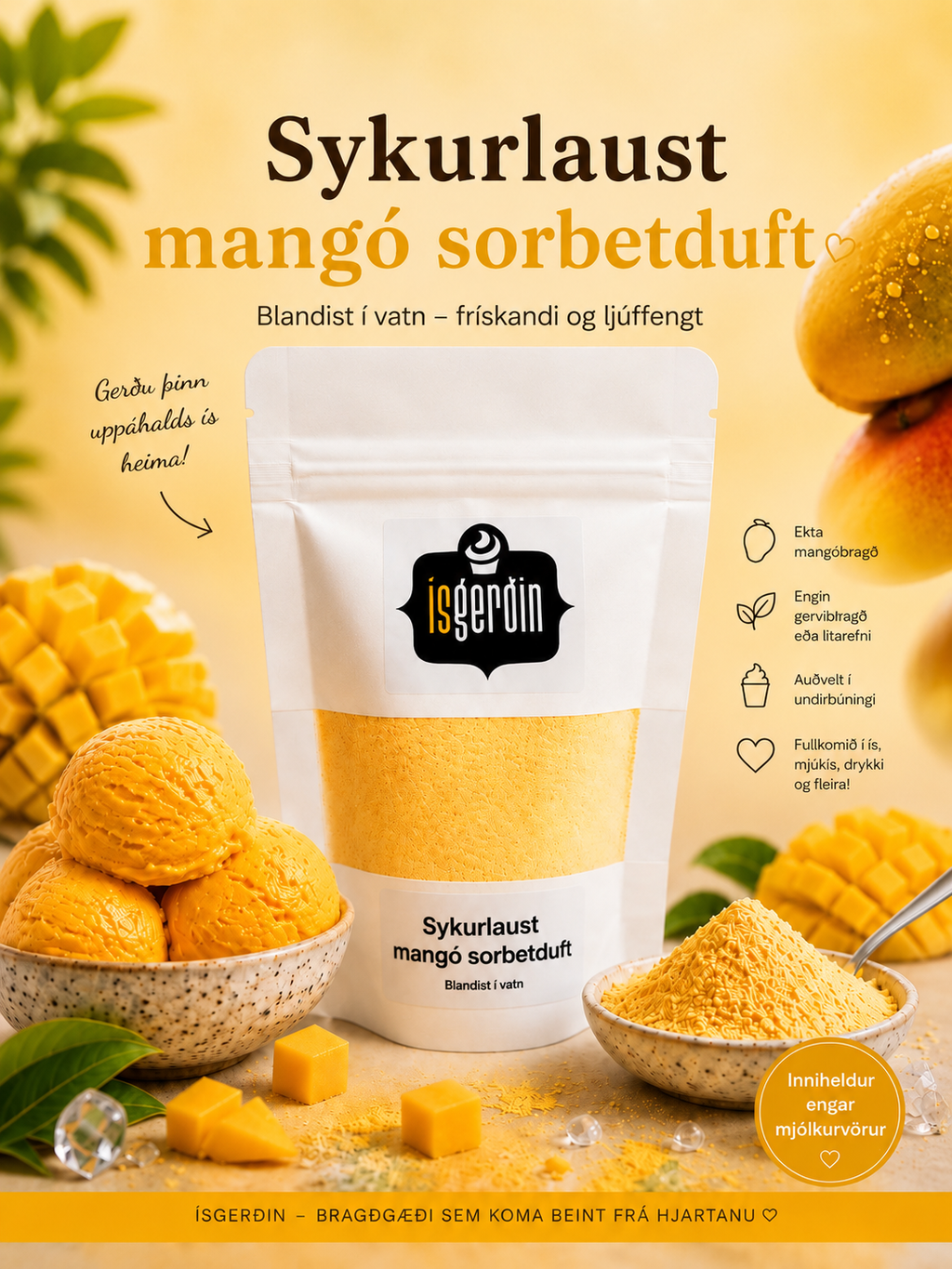 Ísduft - Mangósorbet sykurlaus